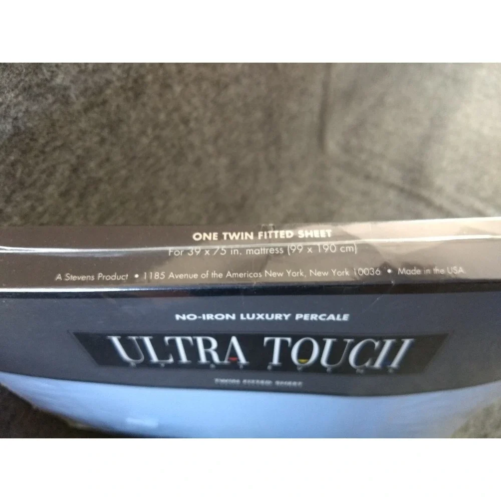 Stevens Ultra Touch Fitted Twin Sheet Sky Blue Luxury Percale‎ Cotton Blend NOS